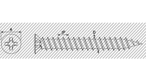A1B. VITI AUTOFILETTANTI PVC TSP PH con filetto a 2 principi di recupero 4.8x38 (1000) - 01030 (AMBROVIT)